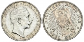 Alemania. Prussia. Wilhelm II. 3 marcos. 1912. Berlín. A. (Km-535). Ag. 16,61 g. EBC-. Est...30,00.