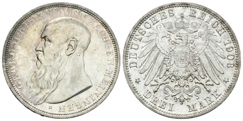 Alemania. Sachsen-Meiningen. Georg II. 3 marcos. 1809. Munich. D. (Km-203). Ag. ...