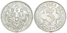 Alemania. Wiemar Republic. 3 reichsmark. 1927. (Km-52). Ag. 14,90 g. Nordhausen Commemorative. Golpe en canto. EBC+/SC-. Est...160,00.