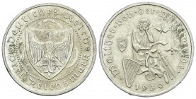 Alemania. Wiemar Republic. 3 reichsmark. 1930. (Km-1930). Ag. 15,00 g. Golpecitos en canto. EBC. Est...100,00.