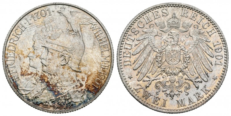 Alemania. Wilhelm II. 2 marcos. 1901. (Km-525). Ag. 11,10 g. Brillo original. SC...
