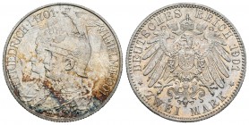 Alemania. Wilhelm II. 2 marcos. 1901. (Km-525). Ag. 11,10 g. Brillo original. SC. Est...35,00.