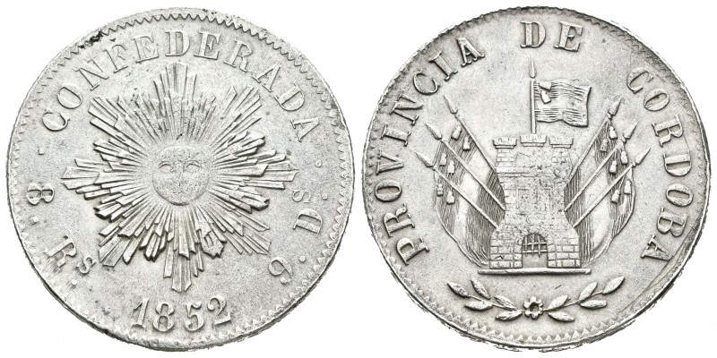 Argentina. 8 reales. 1852. Córdoba. (Km-32). Ag. 27,45 g. Muy escasa. EBC+. Est....