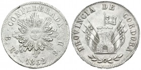 Argentina. 8 reales. 1852. Córdoba. (Km-32). Ag. 27,45 g. Muy escasa. EBC+. Est...600,00.
