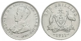 Australia. George V. 1 shilling. 1911. (Km-26). Ag. 5,63 g. Limpiada. MBC/MBC+. Est...40,00.