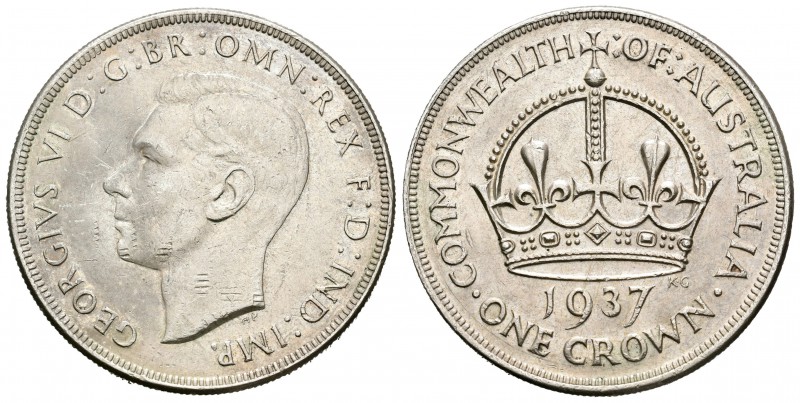 Australia. George VI. 1 corona. 1937. (Km-34). Ag. 28,29 g. Commonwealth. Marcas...