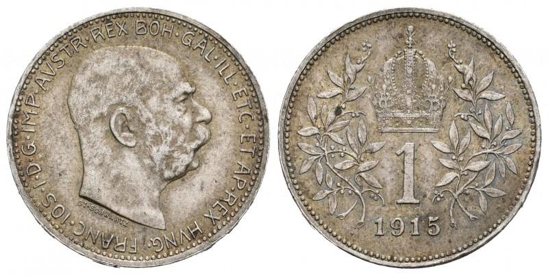 Austria. Franz Joseph I. 1 corona. 1915. (Km-2820). Ag. 5,03 g. MBC+. Est...15,0...