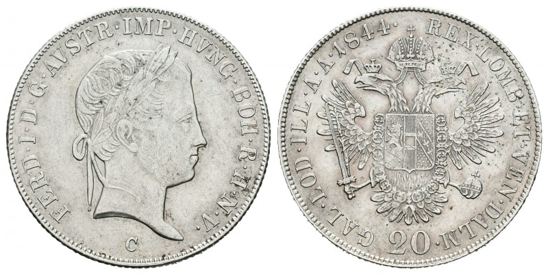 Austria. Ferdinand I. 20 kreuzer. 1844. C. (Km-2211). Ag. 6,71 g. EBC-. Est...30...