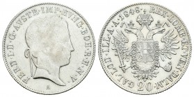 Austria. Ferdinand I. 20 kreuzer. 1848. Austria. A. (Km-2208). Ag. 6,68 g. BC+/EBC. Est...18,00.