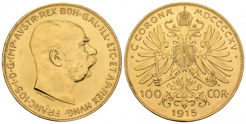 Austria. Franz Joseph I. 100 coronas. 1915. (Km-2819). Au. 33,78 g. SC-. Est...1...