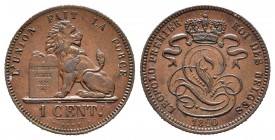 Bélgica. Leopold I. 1 céntimo. 1860. (Km-1.2). Ae. 2,07 g. EBC. Est...60,00.