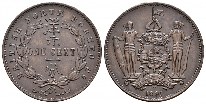 Britsh North Borneo. 1 cent. 1891. Heaton. H. (Km-2). Ae. 9,12 g. EBC+. Est...65...