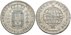 Brasil. Joao Príncipe Regente. 960 reis. 1810. Río de Janeiro. R. (Km-307.3). Ag. 26,64 g. MBC+. Est...80,00.