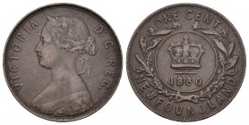 Canadá. Victoria. 1 centavo. 1880. Newfounland. (Km-1). Ae. 5,53 g. El 0 de la fecha oval. MBC-. Est...120,00.