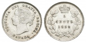 Canadá. Victoria. 5 cents. 1893. (Km-2). Ag. 1,17 g. EBC-. Est...18,00.