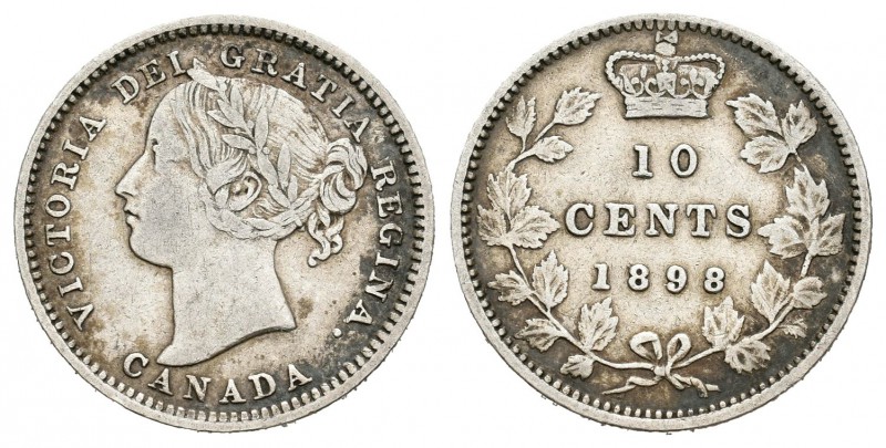 Canadá. Victoria. 10 cents. 1898. (Km-3). Ag. 2,28 g. MBC-. Est...20,00.