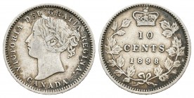 Canadá. Victoria. 10 cents. 1898. (Km-3). Ag. 2,28 g. MBC-. Est...20,00.