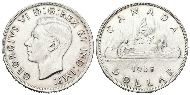 Canadá. George VI. 1 dollar. 1938. (Km-37). Ag. 23,28 g.  Golpecitos en el canto...