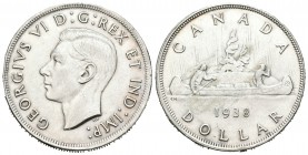 Canadá. George VI. 1 dollar. 1938. (Km-37). Ag. 23,28 g.  Golpecitos en el canto. EBC-. Est...65,00.
