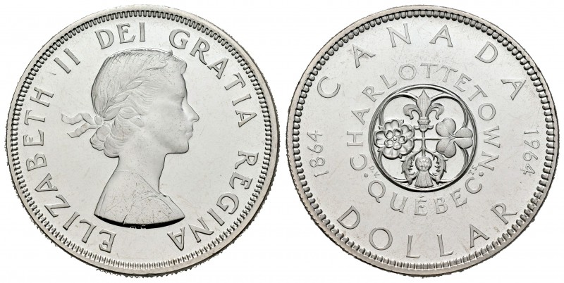 Canadá. Elizabeth II. 1 dollar. 1964. (Km-58). Ag. 23,35 g. Charlottetown - Queb...