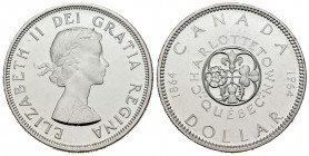 Canadá. Elizabeth II. 1 dollar. 1964. (Km-58). Ag. 23,35 g. Charlottetown - Quebec. PROOF. Est...30,00.