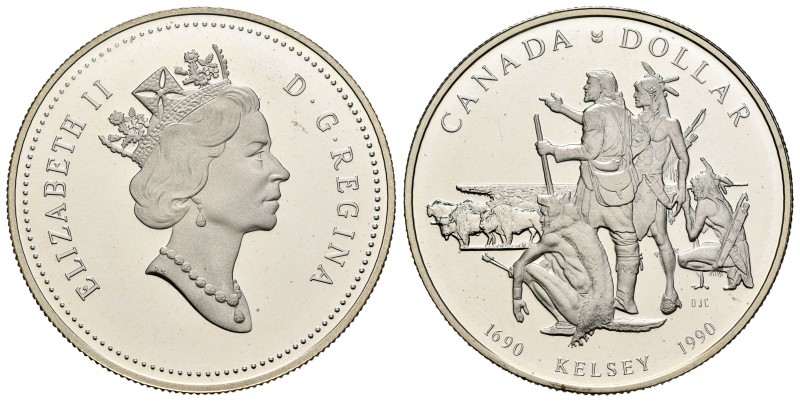Canadá. Elizabeth II. 1 dollar. 1990. (Km-170). Ag. 23,10 g. PROOF. Est...20,00....