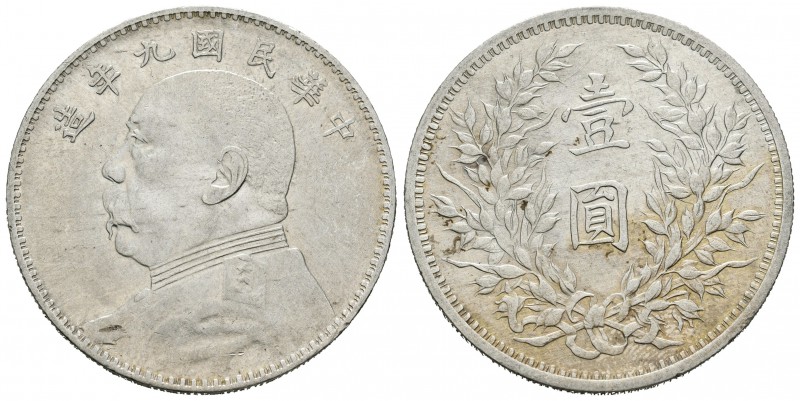 China. Yuan Shih-kai. 1 dollar. 1920. (Km-329.6). Ag. 26,67 g. Ligeramente limpi...