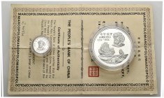 China. 1983. Ag. Lote de 2 monedas 5 yuan y 5 jiao, en cartera original con certificado oficial. Marco Polo. PROOF. Est...180,00.