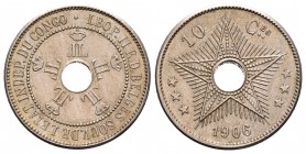 Congo Belga. Leopold II. 10 centimes. 1906. (Km-10). Cu-Ni. 3,99 g. EBC. Est...30,00.