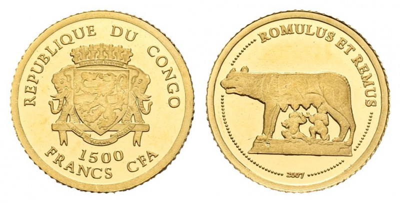 Congo. 1500 francos. 2012. Au. 0,49 g. PROOF. Est...30,00.