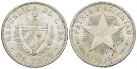 Cuba. 1 peso. 1934. (Km-15.2). Ag. 26,71 g. EBC. Est...60,00.