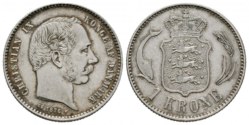 Dinamarca. Christian IX. 1 krone. 1876. CS. (Km-797.1). Ag. 7,52 g. EBC. Est...5...