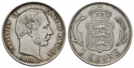 Dinamarca. Christian IX. 1 krone. 1876. CS. (Km-797.1). Ag. 7,52 g. EBC. Est...50,00.