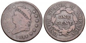 Estados Unidos. 1 cent. 1811/0. Philadelphia. (Km-39). Ae. 10,76 g. Rara. BC/BC+. Est...350,00.
