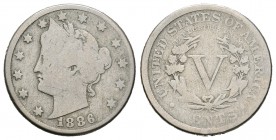 Estados Unidos. 5 cents. 1886. Philadelphia. (Km-112). Ag. 4,78 g. Rara. BC. Est...100,00.
