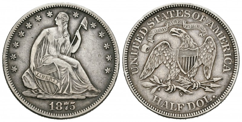 Estados Unidos. 1/2 dollar. 1875. San Francisco. S. (Km-A99). Ag. 12,37 g. MBC+/...