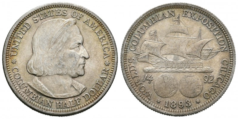 Estados Unidos. 1/2 dollar. 1893. (Km-115). Ag. 12,53 g. Exposición de Chicago. ...