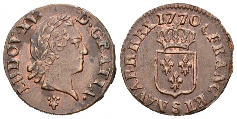 Francia. Louis XV. 1 Liard. 1770. Reims. S. (Km-543.9). (Duplessy-1701). Ae. 3,3...