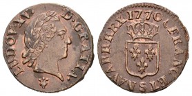Francia. Louis XV. 1 Liard. 1770. Reims. S. (Km-543.9). (Duplessy-1701). Ae. 3,31 g. Escasa. EBC-. Est...120,00.