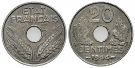 Francia. 20 céntimos. 1944. (Km-900.2a). Fe. 3,01 g. Pieza tipo. Muy escasa. EBC+. Est...150,00.