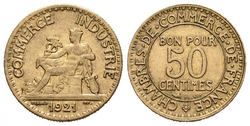 Francia. III República. 50 centimes. 1921. (Km-884). (Gad-421). 2,02 g. EBC+. Es...