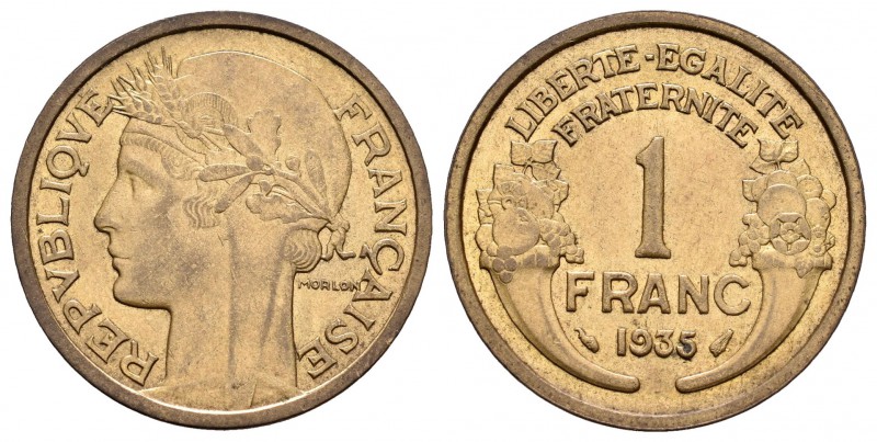 Francia. III República. 1 franco. 1935. (Km-885). (Gad-470). 4,04 g. Muy escasa....