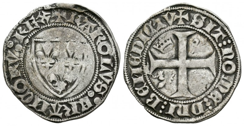 Francia. Carlos VI. Blanca de 10 dineros. Ag. 3,06 g. MBC. Est...40,00.