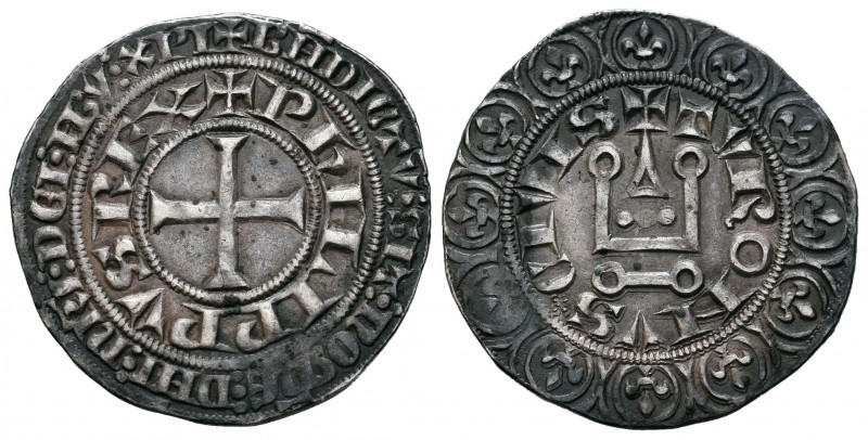 Francia. Philip III (1270-1285). Gross. Tournai. (Duplessy-tipo 202). Rev.: TVRO...