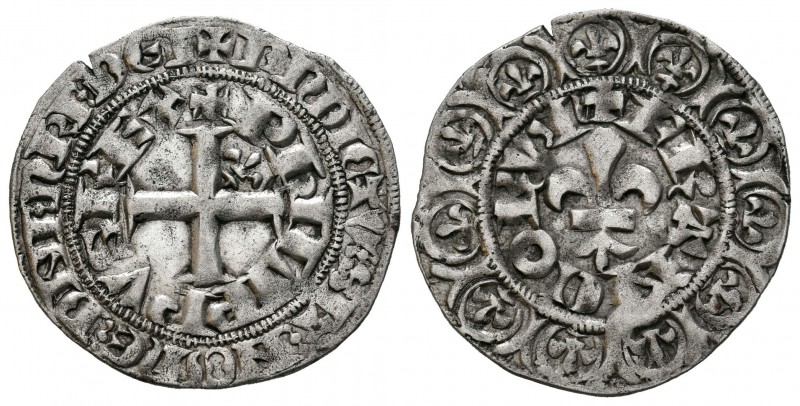 Francia. Philippe IV. Gross. (1328-1350). (Duplessy-263). Rev.: FRANCORVM. Flor ...