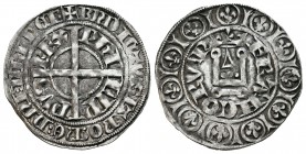 Francia. Philippe IV. Gross. (1328-1350). Tournai. (Duplessy-tipo 259). Rev.: FRANCORVM. Castillo de Tournai. Ve. 2,57 g. EBC-. Est...50,00.