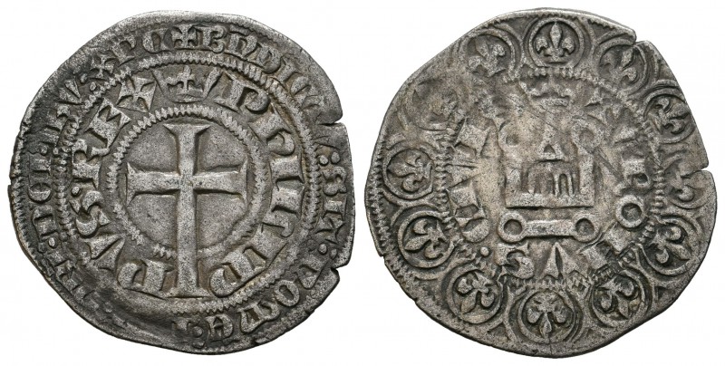 Francia. Philippe VI de Valois (1328-1350). Gross. Tournai. (Duplessy-265). Anv....