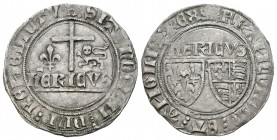 Francia. Henry VI d'Angleterre. Cross. (1422-1453). (Duplessy-445). (Elias-287). Ve. 3,06 g. Flor de lis y león. HENRICVS. EBC-. Est...140,00.