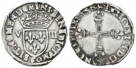 Francia. Henry III. 1/8 ecu. (1589-1610). Ag. 4,67 g. Fecha no legible. MBC+. Est...40,00.