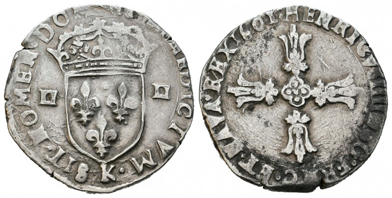 Francia. Henry IV. 1/4 ecu. 1601. (Dy-1230B). (S-4682). Ag. 9,57 g. MBC+/MBC. Es...